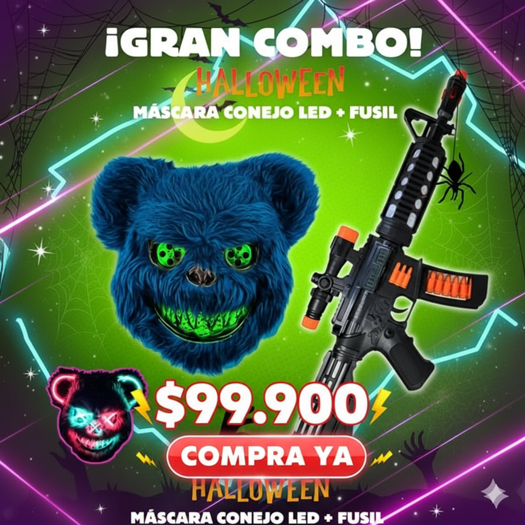GRAN COMBO MÁSCARA OSO O CONEJO + ARMA