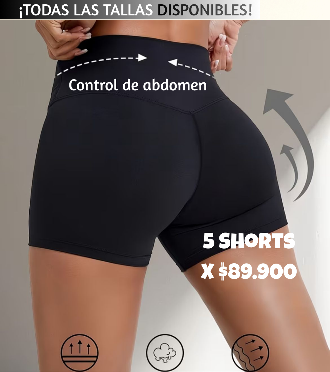 Set x 5 Licras Deportivas Negras- Comodidad y Estilo Todo el Día.